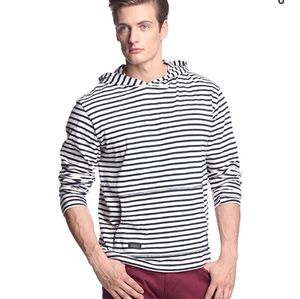 WeSC Men's Stripe Jersey Pullover Hoody